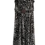 Enfocus Studio En Focus Studio Dress Size 8 Cow Print Sleeveless Fit And Flare Brown White Photo 0