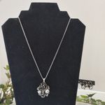 Silver with Grey Pearl Rose Flower Necklace Earrings Set Photo 1