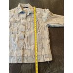 True Religion  Women's Distressed Denim Jacket Blue Size M Casual Button Front Photo 8