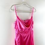 Retrofete Rosa Corset Drape Open Back Satin Maxi Slip Gown Dress Hot Pink Large Photo 5