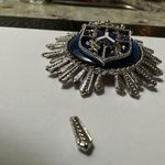 Vintage Signed Coro Blue & Silver Tone Coat Of Arms Crest Brooch Pin Photo 3