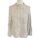 Soft Surroundings  NWT Sweater Open Cable Knit Flare Sleeve Mock Neck sz L Photo 0