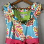 Gretchen Scott Shell Shock Ruffle Neck Dress Preppy Resortwear Tropical Size S Photo 1