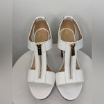 Michael Kors  White Leather Front Zip Block Heel Sandals Size 8(B93) Photo 1