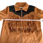 We Wore What Fringe Western Faux Suede Jacket Acorn Brown and Black Medium NWT Photo 4