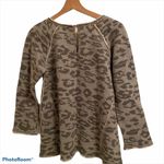 Rebecca Taylor  Sweatshirt Scoop Neck Leopard Print Gray Stylish Casual Fun Top S Photo 2
