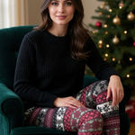 Eye Candy Holiday Two Piece Outfit M Black Sweater & Reindeer Leggings Photo 0