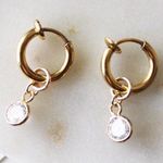 12mm Huggies With CZ Charms Gold Photo 5