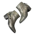 GIANLUCA TOMBOLINI Silver Metallic Leather Fringe Ankle Boots Size 9.5 Photo 0