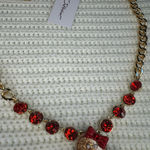 Betsey Johnson Betsy Johnson Big Jolly Ginger Bread Man Rhinestone Christmas Holiday Necklace. Photo 2