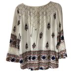 Fig & Flower Top Tunic Floral Crochet White Peasant Prairie SZ MD Boho Chic Y2K Size M Photo 4