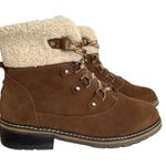 Blondo  Brown Vanessa Fleece Cuff Lace Up Water Proof Womens Leather Boots Sz 8.5 Photo 1