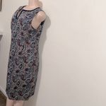 Talbots  woman dress size 12 paisley print dark blue red white zipper back Photo 4
