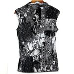 Vintage Brittany Black M Pleat Abstract Top Y2K Glam Glitter Paisley Sequin Club Size M Photo 3