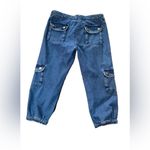 Venus  Womens‎ Size 10 Medium Wash Floral Embroidered Cargo Denim Jean Joggers Photo 1