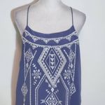 Blu Pepper Slate Blue and White Embroidered Tank Top Size Large Boho Tank Top Photo 1