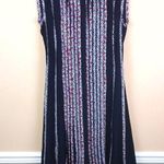 Oscar de la Renta Women’s Silk Floral Pleated Navy Blue Sleeveless Dress Photo 0