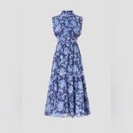 Derek Lam Collective Junia Ruched Sleeve Blue Floral Dress Photo 14