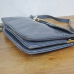 Italian Made Vintage Grey Leather Turnlock Close Shoulder Bag Gray Photo 5