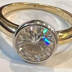 GRA Certified Moissanite 2 Carat Round Solitaire Ring Gold Photo 0