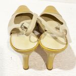 Salvatore Ferragamo  CARISA CREAM LEATHER CAP TOE SLINGBACK PUMPS Size 10 Photo 3