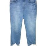 ZARA Distressed High Rise Cropped Straight Leg Jeans Raw Hem 5 pockets 12 #2794 Photo 10