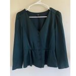 J. Crew Emerald Green Vneck Button Front Blouse Shirt Top Holiday Party Office 2 Photo 0