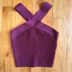 Babaton  ARITZIA Criss Cross Ribbed Sculpt Knit Maroon Purple Tank Top XXS Photo 0
