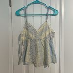 Floral Patchwork Spaghetti Strap Top Blue Size M Photo 2