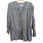 Magaschoni  100% Linen Gray Button-Down Adjustable Waist Women's Blouse Top Photo 1