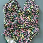 Kona Sol  swim suit womens siz L flower print one piece ruffles Photo 0