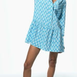 ZARA The Carly Blue & White Floral Printed Button-Up Flounce Mini Dress Medium Photo 0