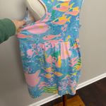 Vintage Babydoll Dress Coverup Fish Tropical Ocean Print Lounge Travel Blue Pink Size M Photo 8