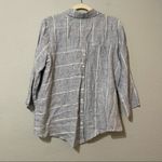 Habitat  Blue Striped Linen Button Down Lagenlook Shirt Womens S Casual Beachy Photo 7