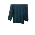 Ann Taylor LOFT Emerald Green Lace Sleeve & Chest Sweater Women's Large Photo 4