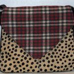 Panache  Leopard Print Cowhide Red Plaid Crossbody Bag Purse READ Photo 0