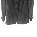 Rickie Freeman Vintage 90s Women's Size 12 Large Wool Blend Polka Dot Blazer Black Photo 2
