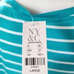 Ny&co NY& Turquiose White Stripe Vneck Swing Dress Size Large Photo 7