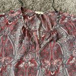 Pleione Women's XL Red Paisley Print Blouse Sleeveless Boho Top Career Office Pink Photo 1