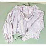 Lavender Pastel Purple Fur Drawstring Pullover Crop Hoodie Sweatshirt Sweater Size XL 💜 Photo 3