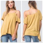 We The Free Free People Coraline Cold Shoulder Tee Shirt in Gold Oversized XS Photo 1