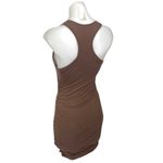 Aritzia  Babaton Brown Ruched Sleeveless Racerback Mini Bodycon Tank Dress Sz XS Photo 1