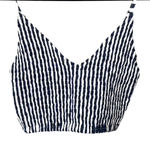 LUSANA Lila Poplin Bralette Navy‎ Stripe NWT Small Blue Photo 0