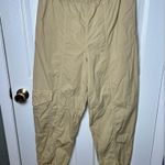 Ganni Womens Straight Leg Organic Cotton Cargo Beige Pull On Trousers L Photo 2