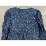 Mac Duggal  5510 Blue Women's Sequined Wrap Over Puff Long Sleeve Gown Size 4 Photo 5