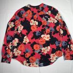 J.Crew  Women Draped Henley Blouse Long Sleeve Pink Black Floral Half Buttonup XS Photo 5