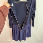 Shoshanna  Navy Wool Silk Drop Waist Pleated Mini Dress Medium Photo 2