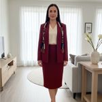 Anne Klein Elegant Red Skirt Suit with Scarf size 12 Photo 12