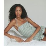 Reformation  gemini smocked ruffle gingham mini dress green Photo 1