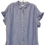 Lola River Women's Blue White Striped Ruffle Sleeve Button Photo 8